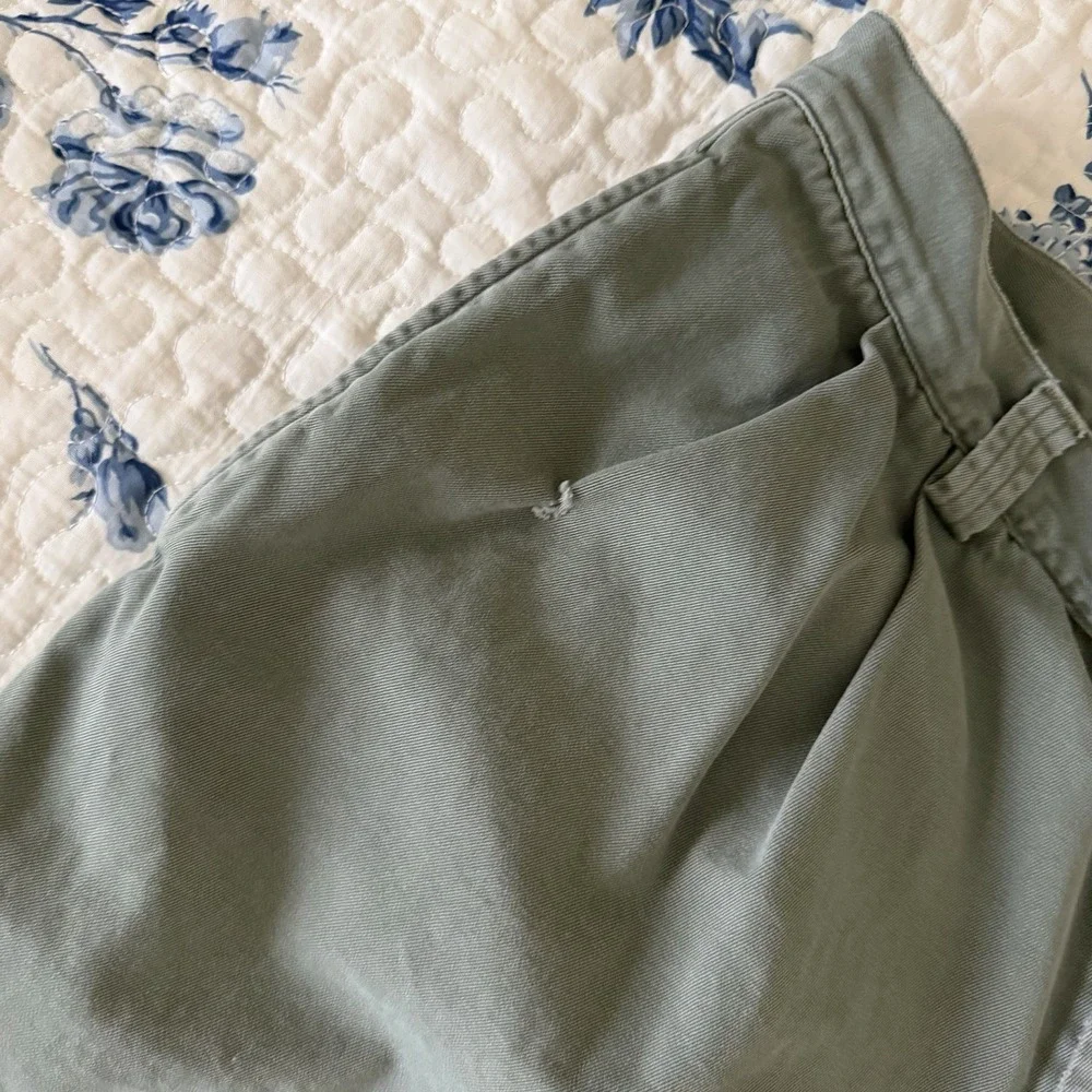 Vintage 90s Structure Pleated Shorts Mens 30 Green Chino Cotton Preppy